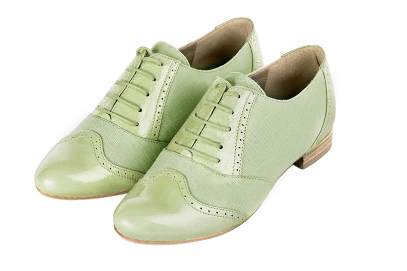 Meadow green women's fashion lace-up shoes.. Front view - Florence KOOIJMAN